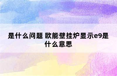 是什么问题 欧能壁挂炉显示e9是什么意思